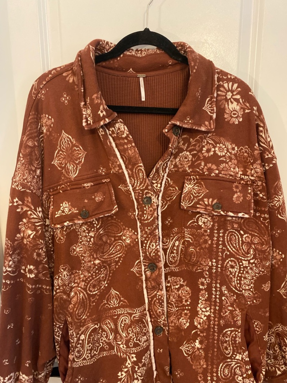 Free People Thermal Bandana Print Shacket Jacket - Picture 3 of 11